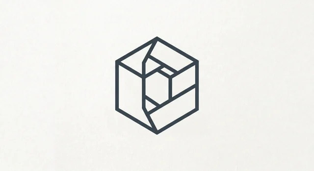 Harvo Search logo: an isometric navy cube on paper white